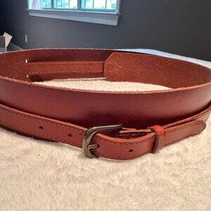 Anthropologie Cognac Brown Leather Double Wrap Belt, Size Small